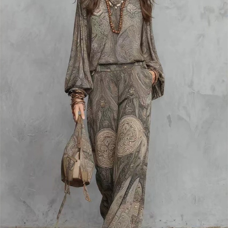 Ethnic Fashion Design - Boho Paisley Print Two-Piece Set for