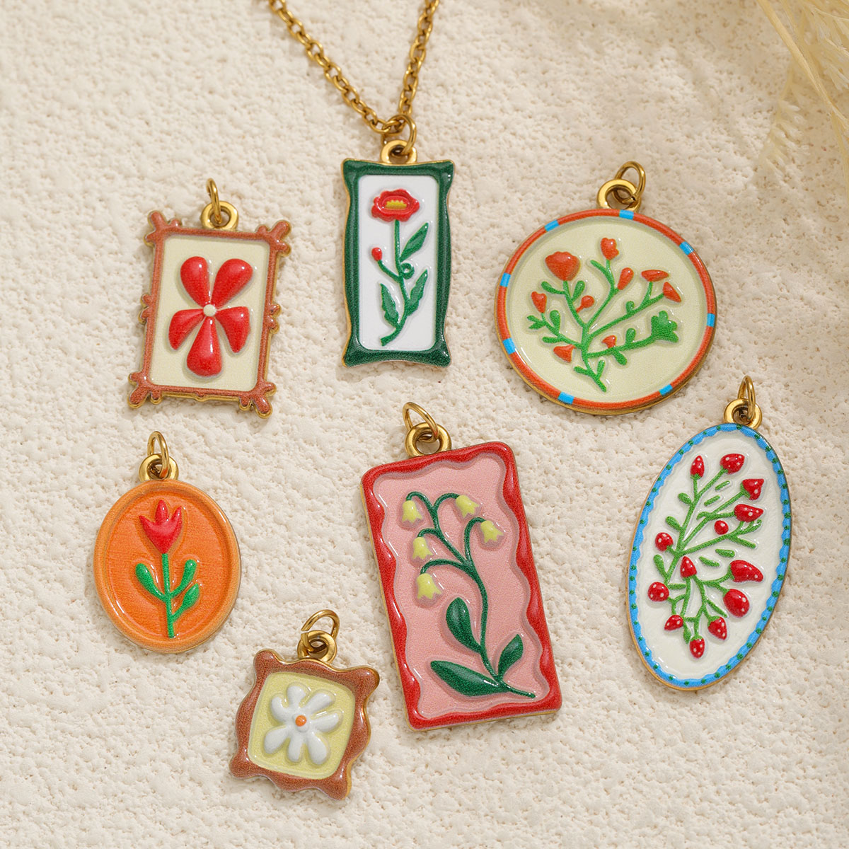 2pcs Boho Enamel Flower Pendan - đánh giá và giá Ethnic Fashion Design